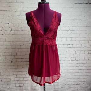 Avid love size medium red lace babydoll nightgown